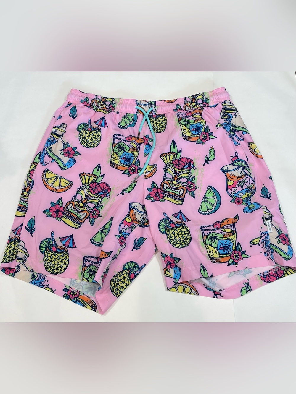 Maamgic Men’s Pink Tropical Tiki Swim Shorts Swim Trunks w/ Compression Shorts